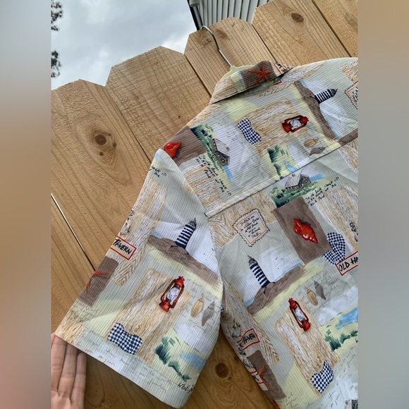 Vintage Hawaiian Shirt TanJay - Size 10  Button-up Lighthouse‎ Starfish Anchor - Picture 8 of 8